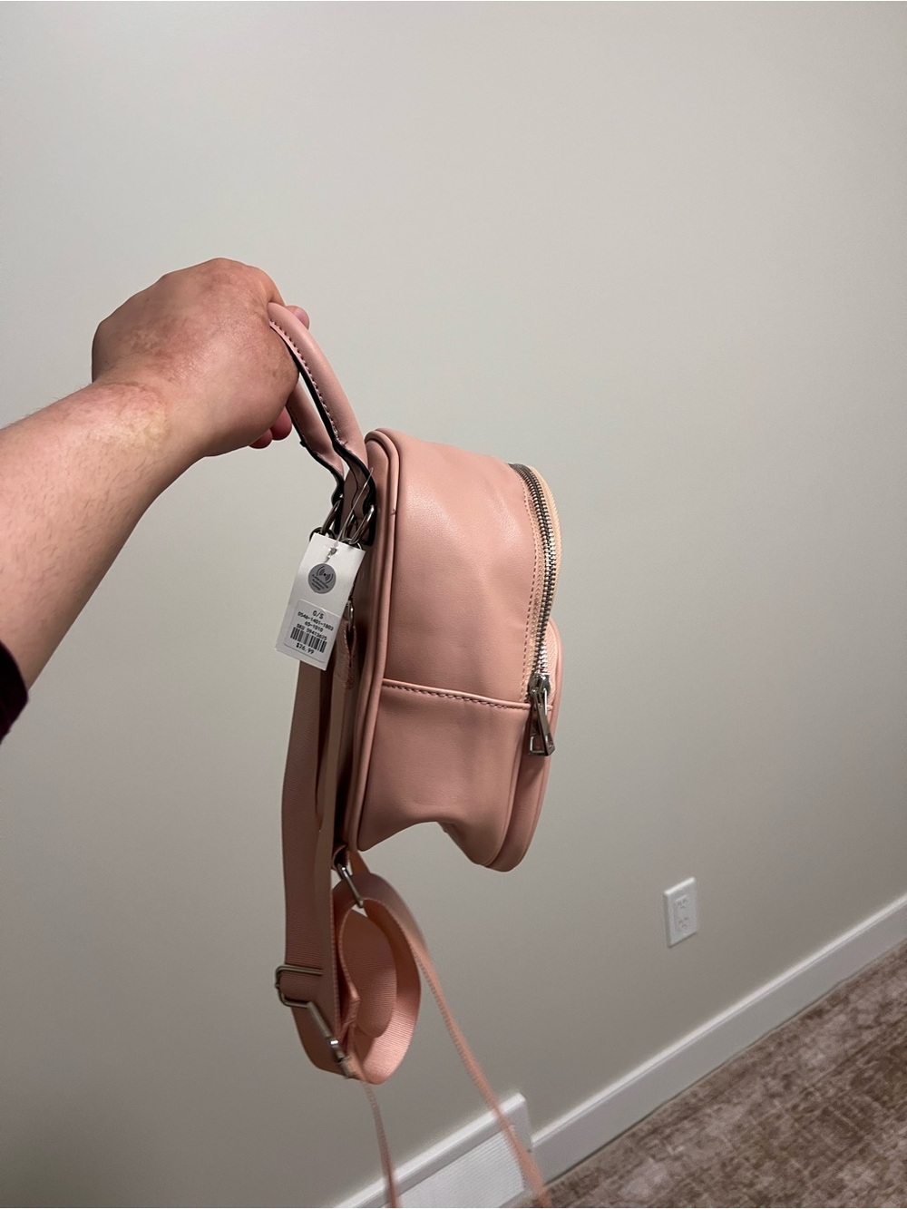 Compact Blush Pink Mini Backpack - Picture 5 of 8